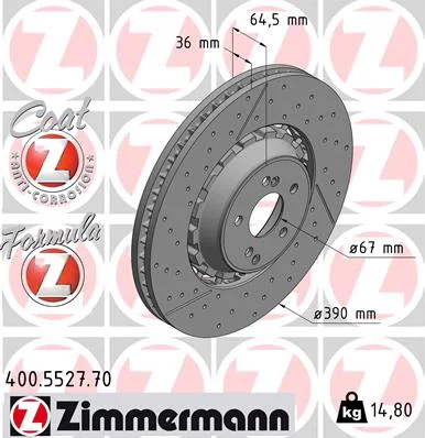 Brzdový kotouč ZIMMERMANN 400.5527.70 Brzdový kotouč ZIMMERMANN 400.5527.70