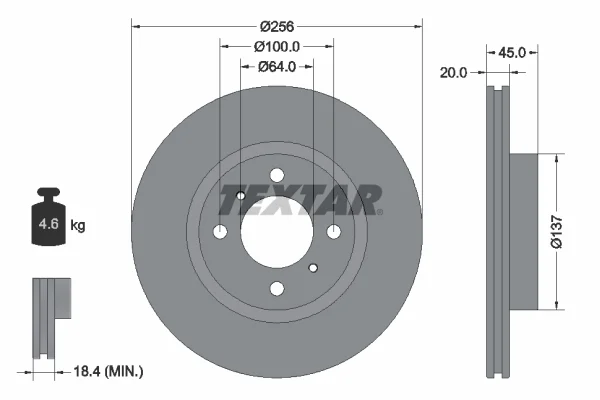 Brzdový kotouč TEXTAR 92294403 – OE MR569931