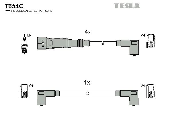 Sada kabelů pro zapalování TESLA T654C – OE N10052904 Sada kabelů pro zapalování TESLA T654C – OE N10052904
