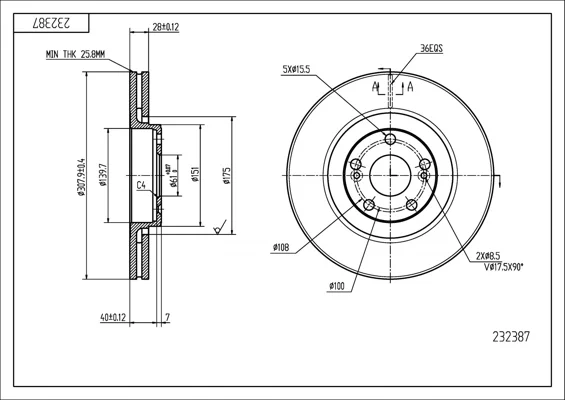 BRZ.KOTOUČ /P/ESPACE IV 1.9-2.0 02- HART 232387 BRZ.KOTOUČ /P/ESPACE IV 1.9-2.0 02- HART 232387
