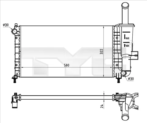 Chladič, chlazení motoru TYC 709-0026-R