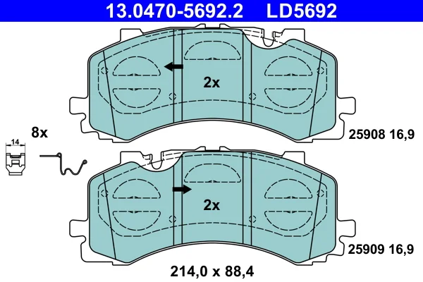 Sada brzdových destiček, kotoučová brzda ATE 13.0470-5692.2