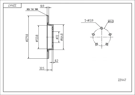 BRZ.KOTOUČ /Z/ MAZDA 3 1.8-2.0 03- HART 221447 BRZ.KOTOUČ /Z/ MAZDA 3 1.8-2.0 03- HART 221447