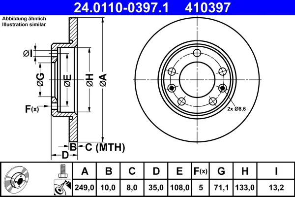 Brzdový kotouč ATE 24.0110-0397.1 – OE 1610761980 Brzdový kotouč ATE 24.0110-0397.1 – OE 1610761980
