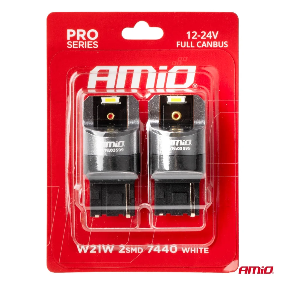 LED CANBUS PRO series 7440 W21W 2x1860SMD White 12/24V FULL CANBUS AMIO-03599 - Obrázek 4