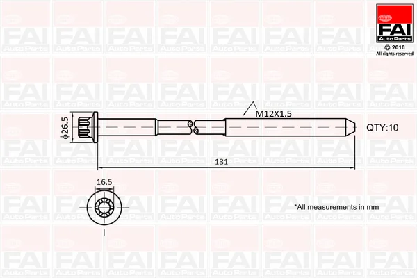 Sada sroubu pro hlavy valcu FAI AutoParts B896 Sada sroubu pro hlavy valcu FAI AutoParts B896
