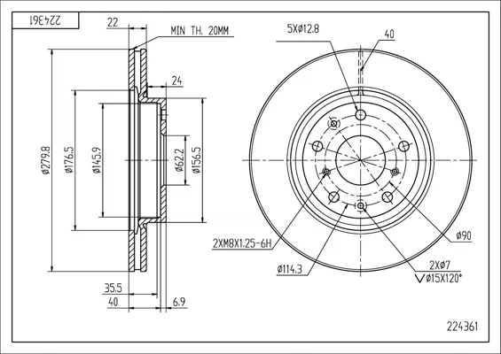 BRZ.KOTOUČ /P/SEDICI,SX4 06 HART 224361 BRZ.KOTOUČ /P/SEDICI,SX4 06 HART 224361