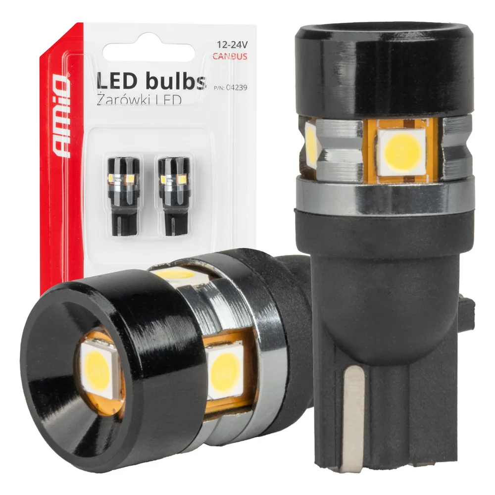 LED žárovky CANBUS T10 W5W 5SMD 3030 White 12V 24V AMiO-04239 LED žárovky CANBUS T10 W5W 5SMD 3030 White 12V 24V AMiO-04239