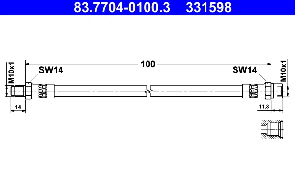 Brzdová hadice ATE 83.7704-0100.3 – OE 34321162477 Brzdová hadice ATE 83.7704-0100.3 – OE 34321162477