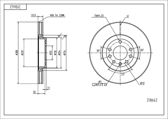 BRZ.KOTOUČ /P/ ASTRA G,H /+ABS/ HART 218662 BRZ.KOTOUČ /P/ ASTRA G,H /+ABS/ HART 218662