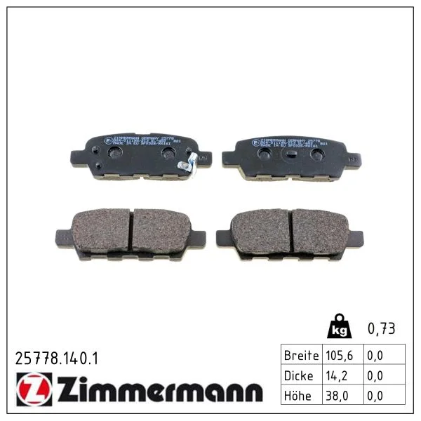 Sada brzdových destiček, kotoučová brzda ZIMMERMANN 25778.140.1