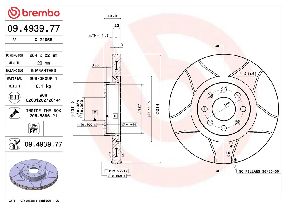 Brzdový kotouč BREMBO 09.4939.77