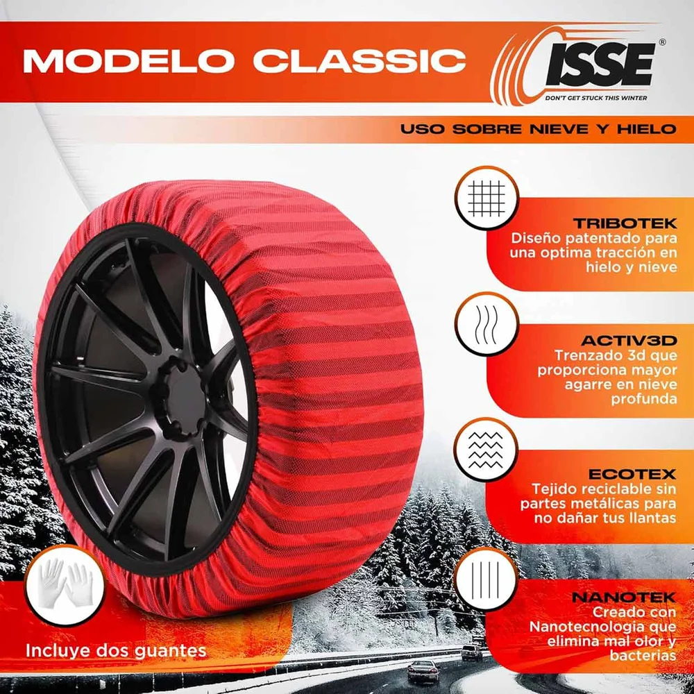 Textilní sněhové řetězy Isse Classic 62 2 ks C60062/IS00279 - Obrázek 4