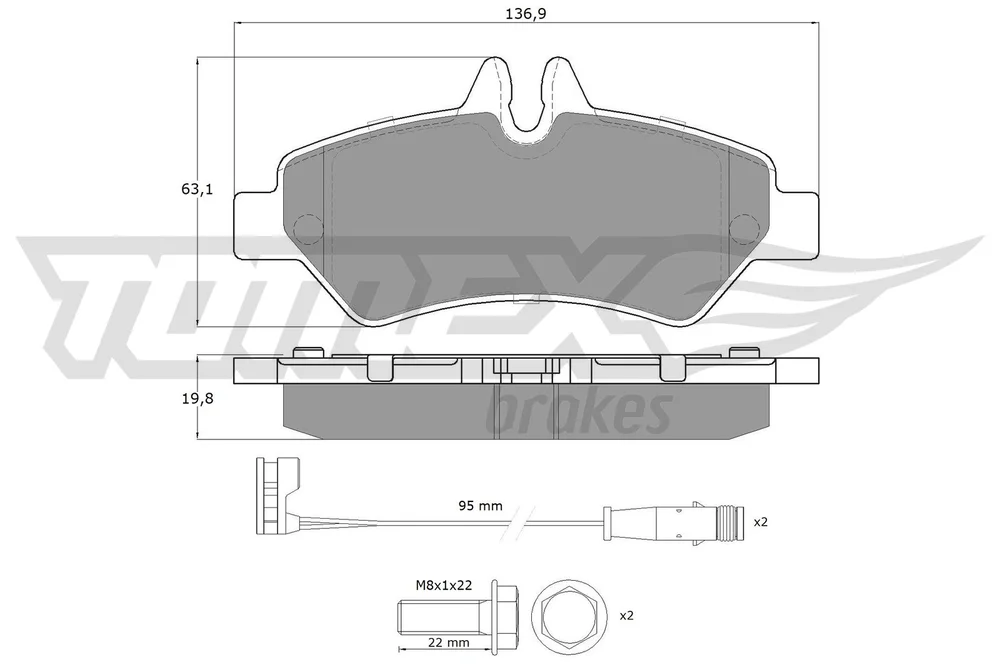 Sada brzdových destiček, kotoučová brzda Tomex Brakes TX14-27 Sada brzdových destiček, kotoučová brzda Tomex Brakes TX14-27